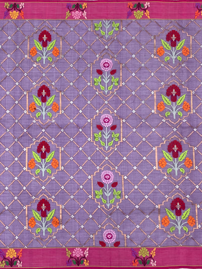 Exquisite Deep Purple Zari Kota Saree with Meenakari-Inspired Motifs