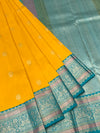 Vibrant Golden Yellow & Turquoise kanjeevaram Silk Saree