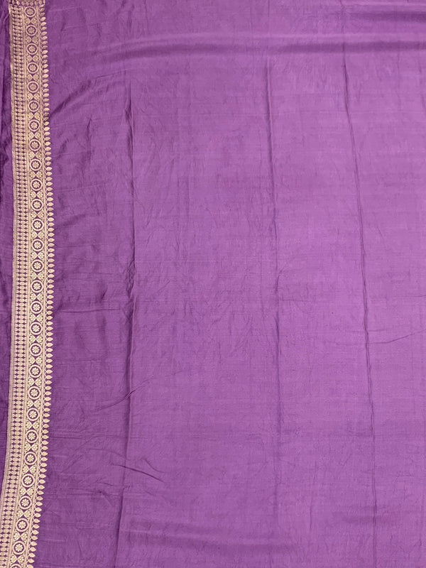 Elegant Mauve Mashru Silk Saree with Mandala Motif and Floral Zari Jaal