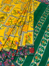Mustard Yellow & Emerald Green Fusion Patola Saree with Embroidered Border