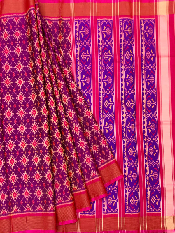 Jewel-Toned Purple & Rani Pink Rajkot Patola Silk Saree