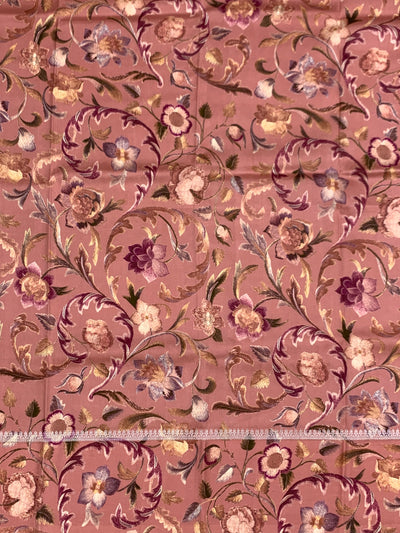 Elegant Dusty Rose Tussore Saree with Floral Printed Border
