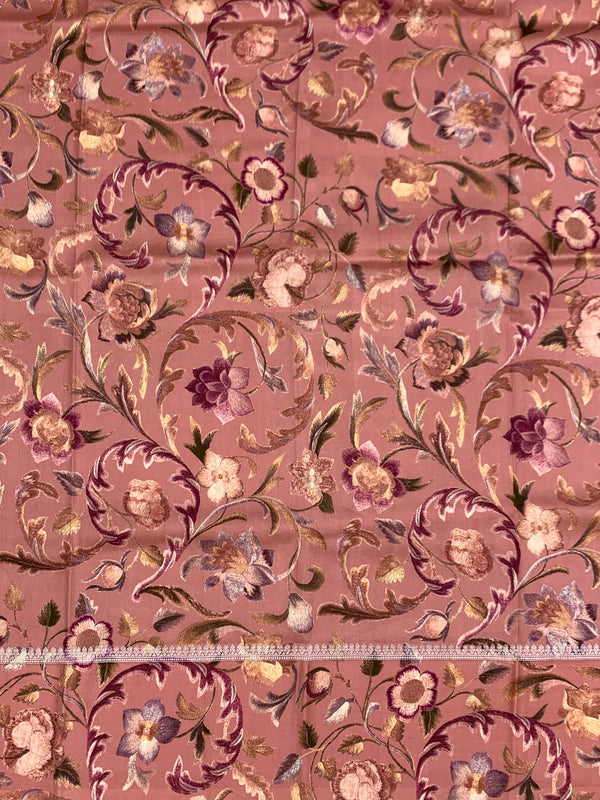 Elegant Dusty Rose Tussore Saree with Floral Printed Border