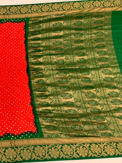 Banarasi Bandhani Saree Red In Colour