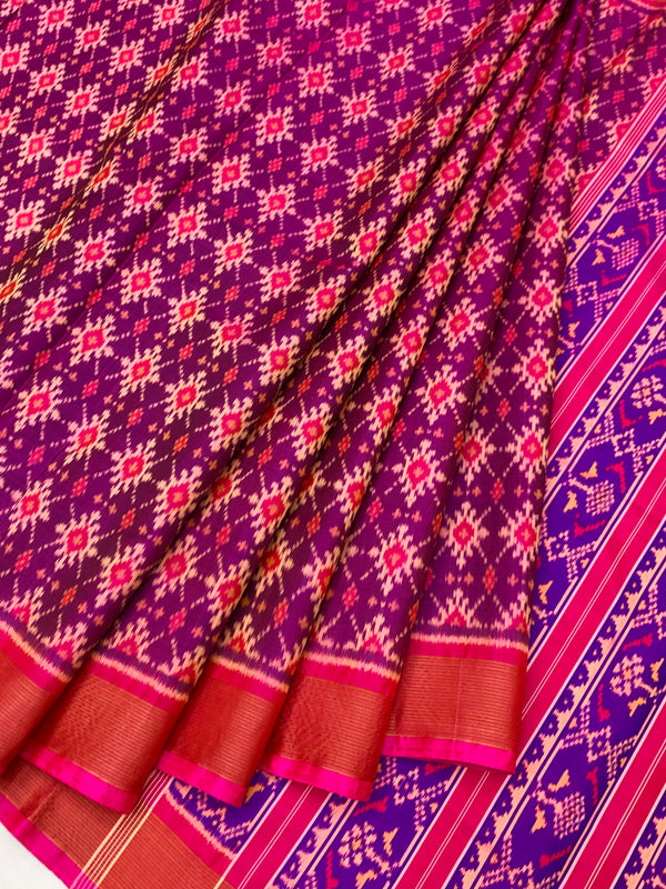 Jewel-Toned Purple & Rani Pink Rajkot Patola Silk Saree
