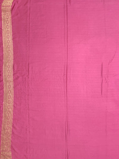 Rose Pink Mashru Silk Saree with Zari Polka Dots & Floral Pallu
