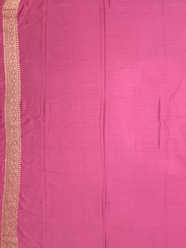 Rose Pink Mashru Silk Saree with Zari Polka Dots & Floral Pallu