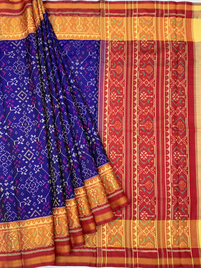 Royal Blue & Crimson Red Rajkot Patola Silk Saree