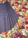 Floral Symphony Tussore Silk Saree in Dusty Mauve