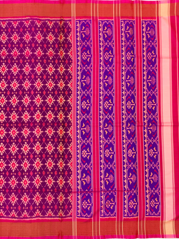 Jewel-Toned Purple & Rani Pink Rajkot Patola Silk Saree