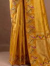 Radiant Golden-Yellow Kanjeevaram Silk Saree with Woven Avian Motifs