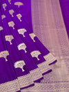 Royal Purple Mashru Silk Saree with Woven Tree Motifs & Zari Pallu