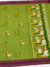Zari Kota Saree Mehendi-Green In Color