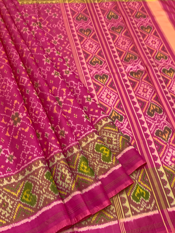 Vibrant Fuchsia Pink Rajkot Patola Silk Saree
