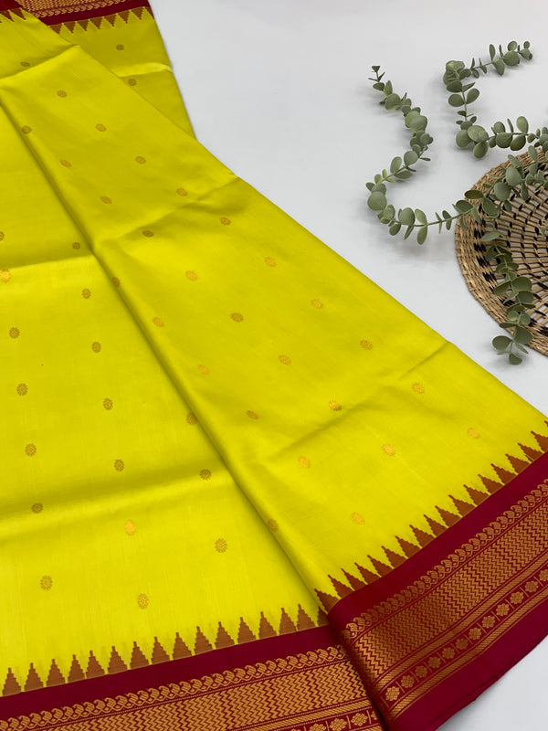 Gadwal Pattu Saree Lemon-Green In Colour