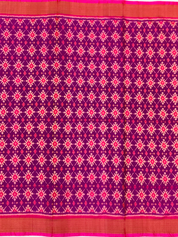 Jewel-Toned Purple & Rani Pink Rajkot Patola Silk Saree