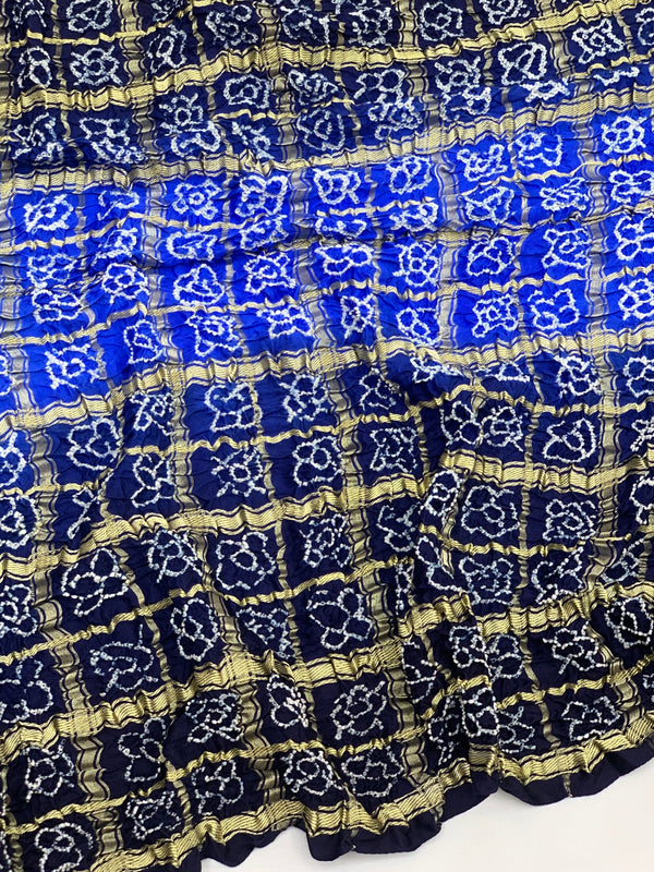 Gajji Silk Bandhani Saree Navy-Blue In Colour