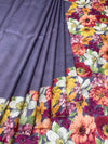 Floral Symphony Tussore Silk Saree in Dusty Mauve