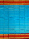 Brilliant Sky Blue & Magenta Kanjeevaram Silk Saree with Heavy Zari Pallu