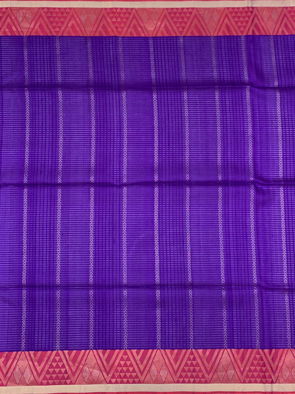Vibrant Royal Purple & Pink Soft Silk Saree with Geometric Motifs