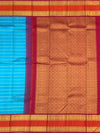 Brilliant Sky Blue & Magenta Kanjeevaram Silk Saree with Heavy Zari Pallu
