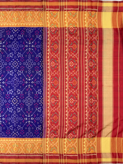 Royal Blue & Crimson Red Rajkot Patola Silk Saree
