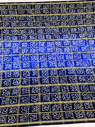 Gajji Silk Bandhani Saree Navy-Blue In Colour