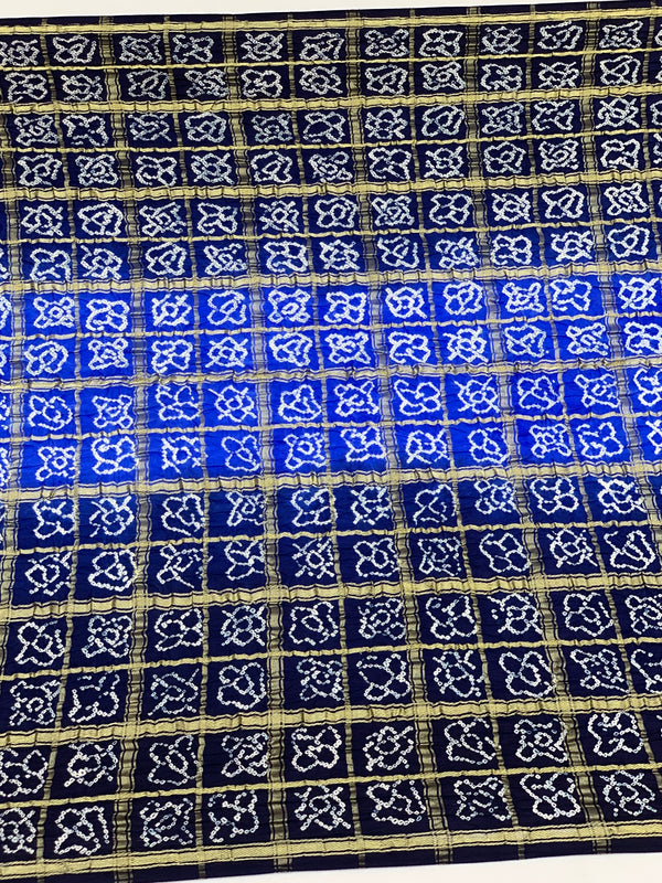 Gajji Silk Bandhani Saree Navy-Blue In Colour
