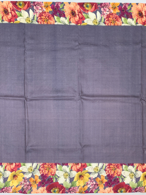 Floral Symphony Tussore Silk Saree in Dusty Mauve