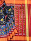 Jet Black & Crimson Red Rajkot Patola Silk Saree