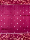 Deep Magenta Tussore Saree with Printed Floral Border and Zari Pallu
