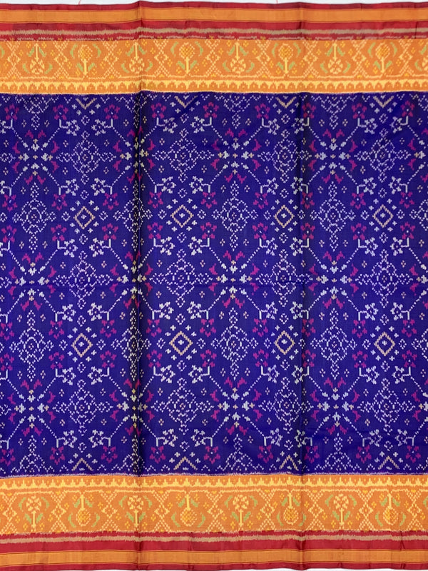 Royal Blue & Crimson Red Rajkot Patola Silk Saree