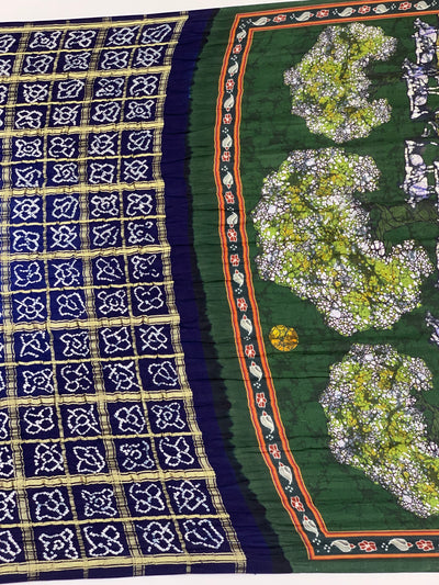 Gajji Silk Bandhani Saree Navy-Blue In Colour