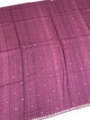 Exquisite Wine Tussore Saree With All-Over Aari & Mirror Work