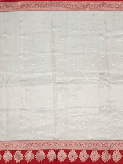 Regal Champagne & Red Banarasi Tissue Kora Silk Saree