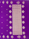 Royal Purple Banarasi Mashroo Saree with Grid & Tree Motifs