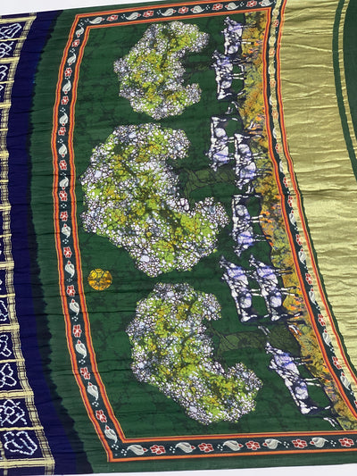 Gajji Silk Bandhani Saree Navy-Blue In Colour