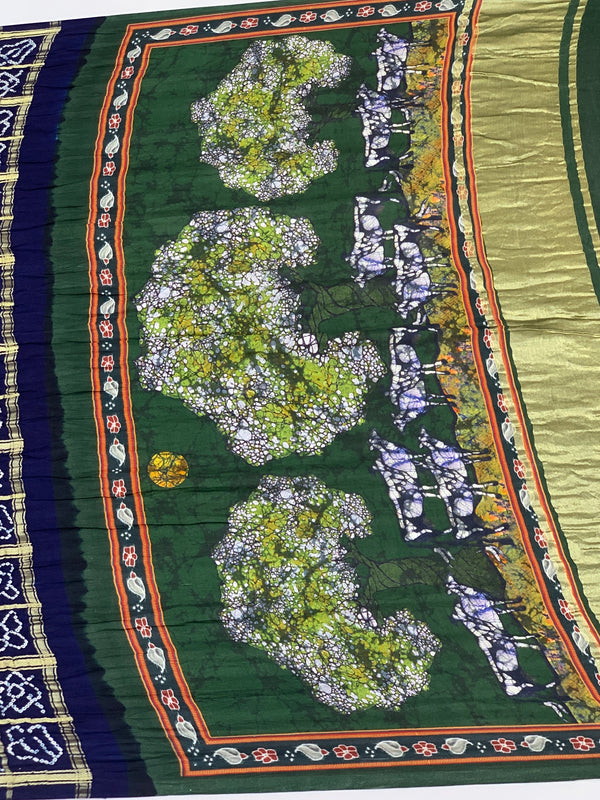 Gajji Silk Bandhani Saree Navy-Blue In Colour