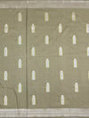 Sophisticated Olive Taupe Mashru Silk Saree with Floral Bootis & Silver Zari Pallu