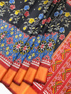 Jet Black & Crimson Red Rajkot Patola Silk Saree