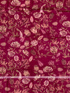 Deep Magenta Tussore Saree with Printed Floral Border and Zari Pallu