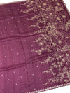 Exquisite Wine Tussore Saree With All-Over Aari & Mirror Work