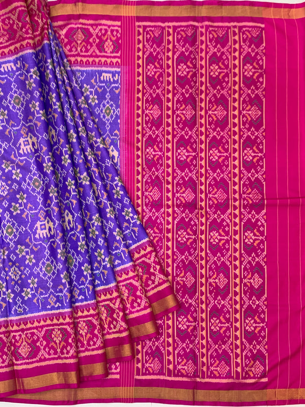 Royal Blue & Hot Pink Rajkot Patola Silk Saree