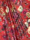 Botanical Bloom Crimson Red Bhagalpuri Tussore Silk Sare