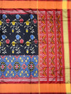 Jet Black & Crimson Red Rajkot Patola Silk Saree