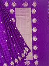 Royal Purple Banarasi Mashroo Saree with Grid & Tree Motifs