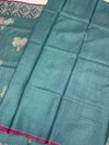 Tussore Printed Saree Light-Blue In Colour