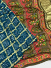 Gajji Silk Bandhani Saree Rama-Blue In Colour