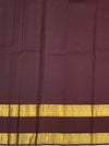 Regal Crimson Red & Deep Coffee Brown Kanjeevaram Silk Saree