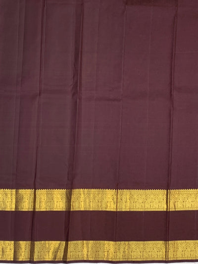 Regal Crimson Red & Deep Coffee Brown Kanjeevaram Silk Saree